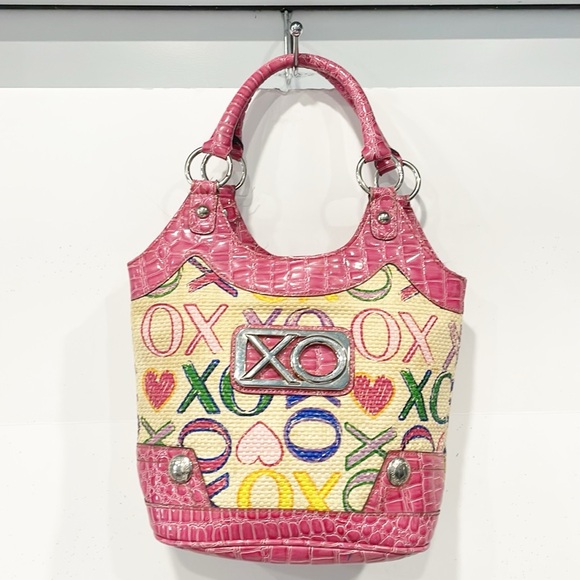 Vintage Rare XOXO Straw Tote Bag Y2K 90s Womens Shoulder Logo Hearts - Picture 4 of 11